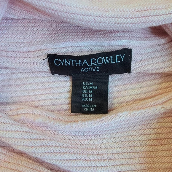 NWT Cynthia Rowley Active Pink Turtleneck Sweater Sweatshirt Ribbed Cowl Neck M - Picture 7 of 12